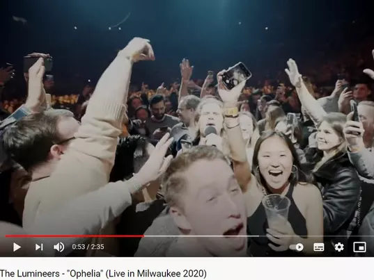 YouTube: The Lumineers - "Ophelia" (Live in Milwaukee 2020)